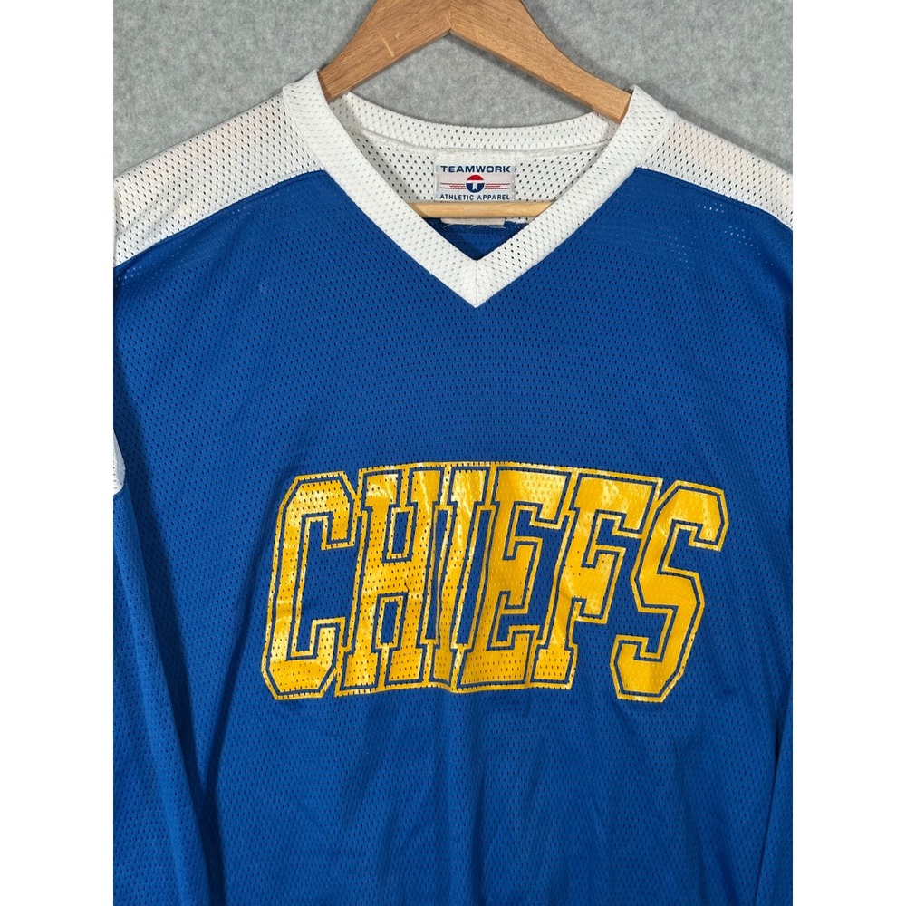 VTG 90s Teamwork Charlestown Chiefs Mesh Football Jersey 32 McEwen L Made in USA View 2